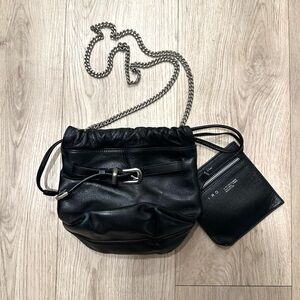 IRO Black Leather Shoulder Bag with Chain Strap
